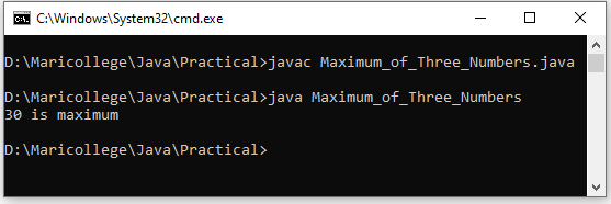 Java Program to Find Maximum of Three Numbers Using Conditional Operator